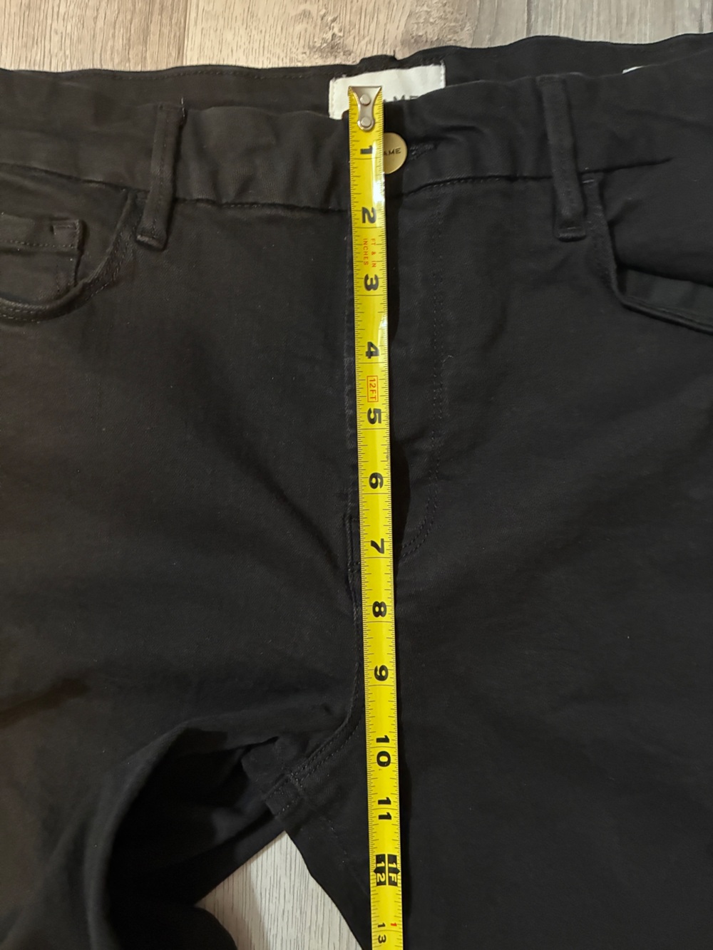 FRAME Le Crop Mini Boot Jeans Black Film Noir Size 33 Cropped Bootcut - Picture 9 of 12